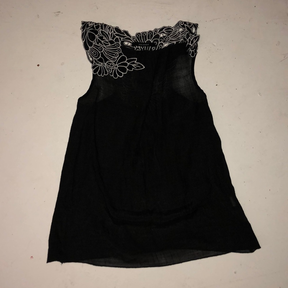 Black Embroidered Peacock Top